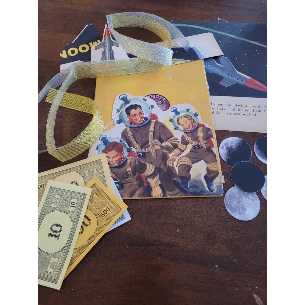 Upcycled Vintage Storybook Space Explorers Wonder Book  Craft Kit
